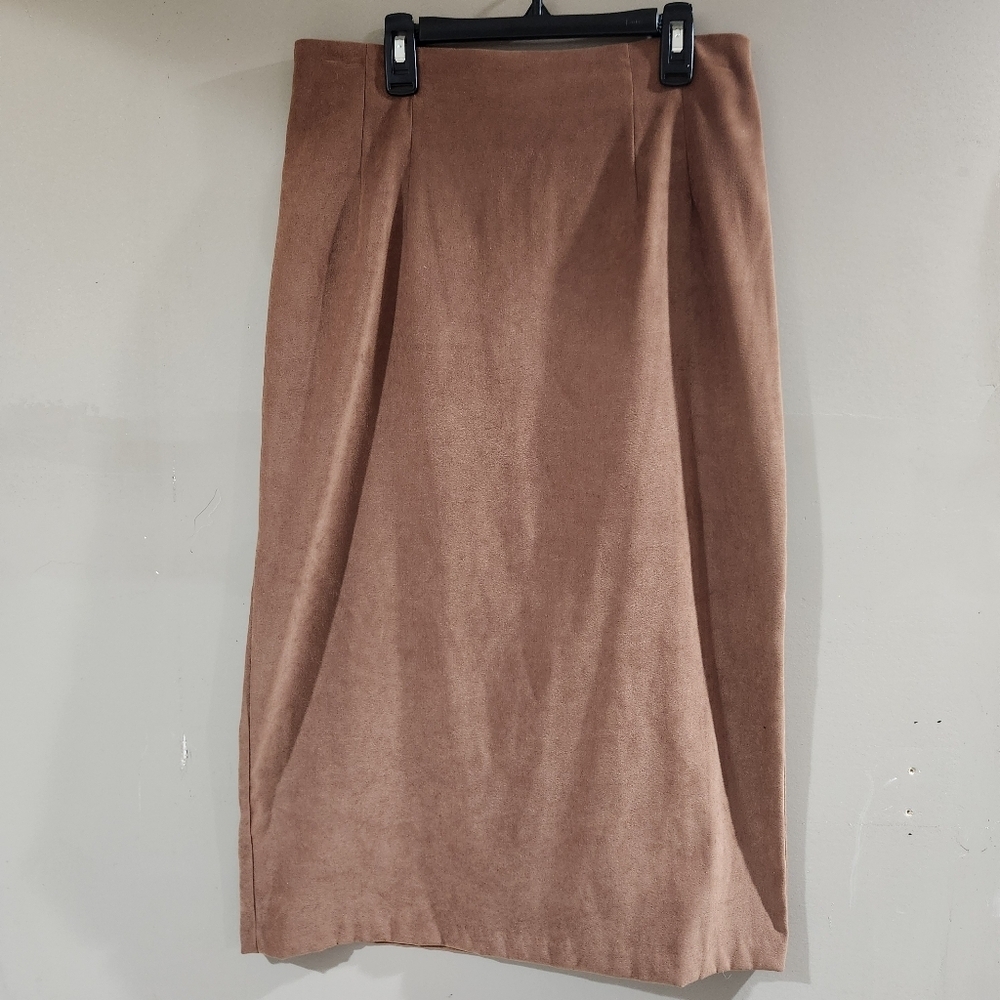 Vintage Briggs Faux Suede Brown Tan Size 8 Maxi Skirt
